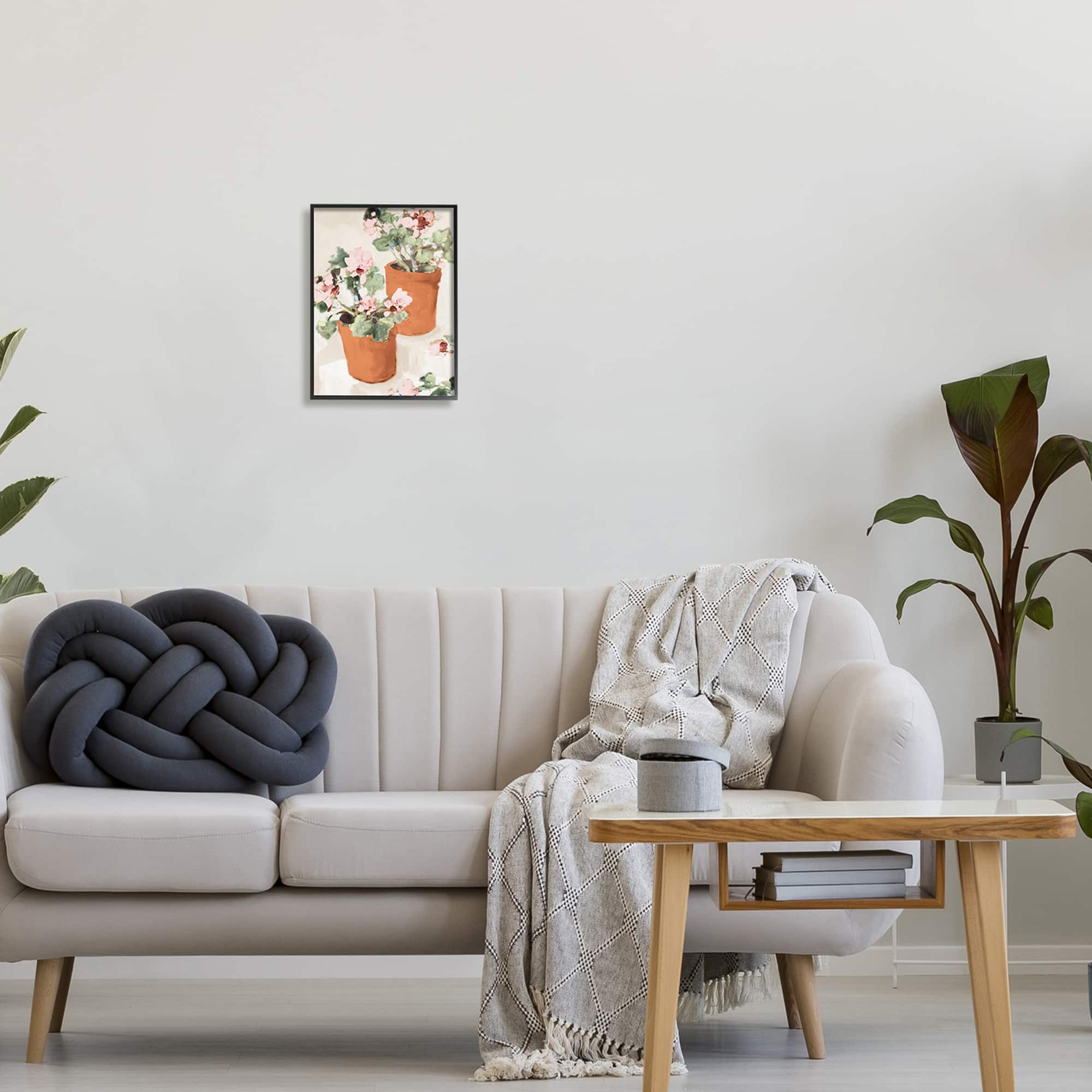 Stupell Industries Abstract Potted Flowers Soft Neutral Stair Still Life Framed Wall Art